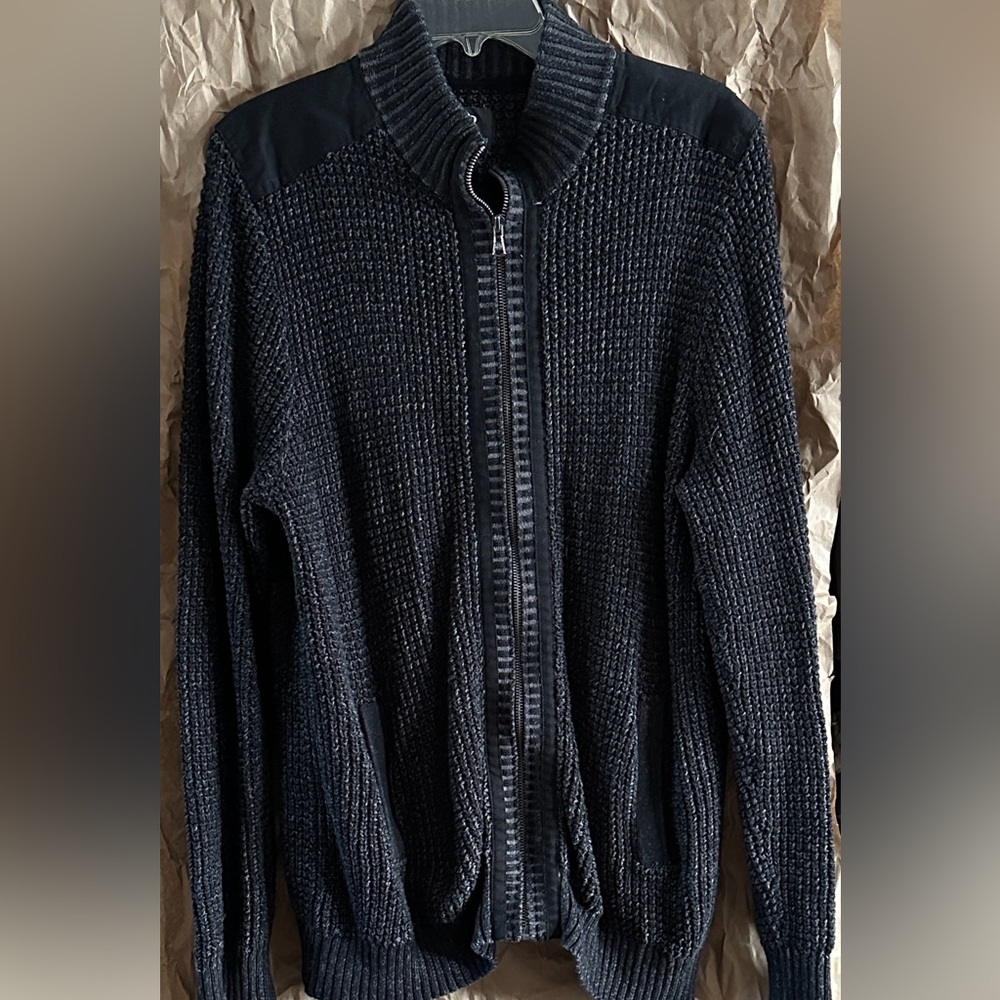 EUC Rock & Republic Textured Black Zip-Up Sweater